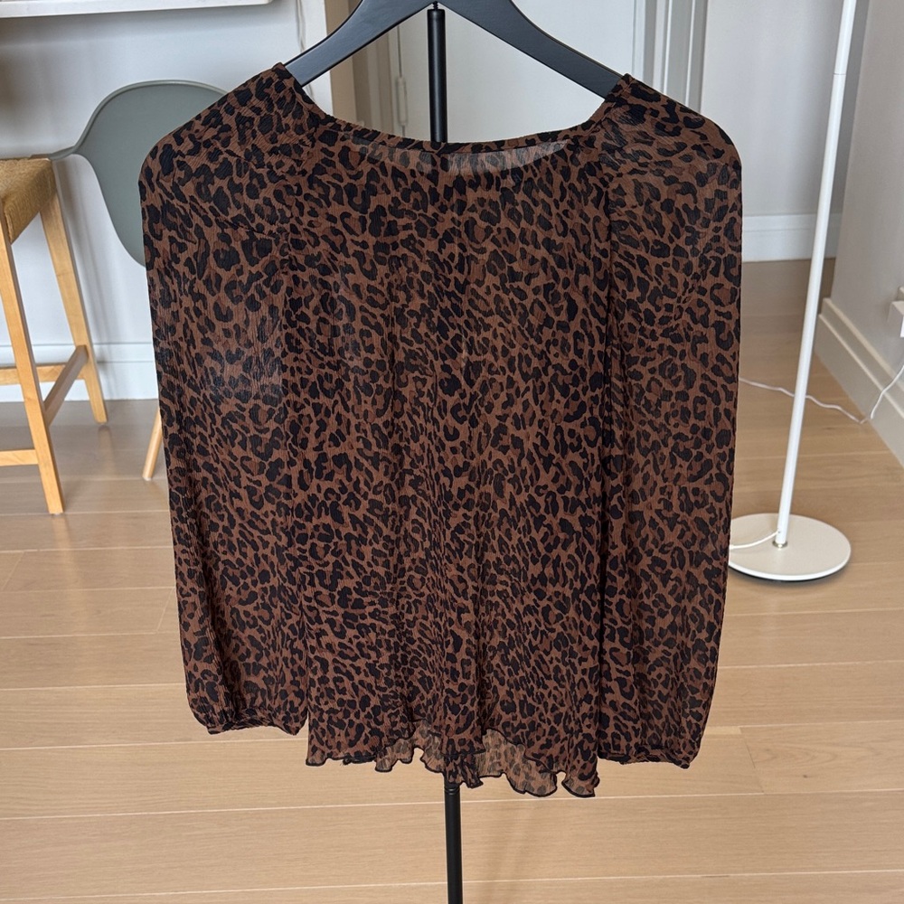 Zara Brown Leopard Print Blouse